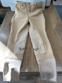 TuffRider Youth Ribb Knee Patch Lt Beige