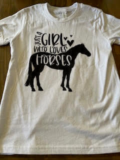 Children's White T-shirt: Just a Girl that Loves Horses