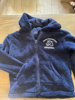 Denver Equestrians Riding School Kids Sherpa Zip Up Hoodie Navy Blue