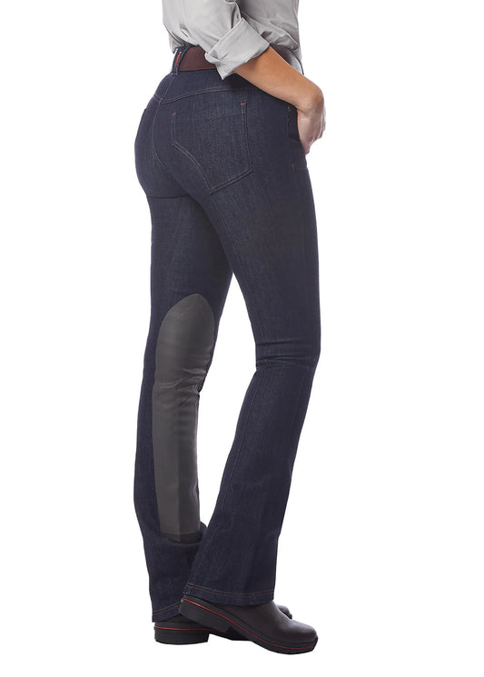 Stretch Denim Horse Riding Boot Cut Jeans Breeches with Knee-Patch