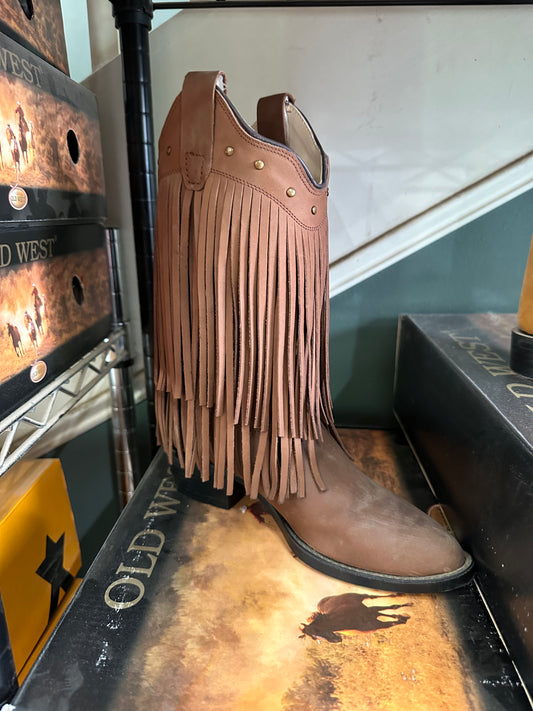 Western Horseback Riding Boots - Brown fringe
