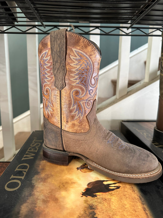 Western Horseback Riding Boots - Brown w/purple/brown toe